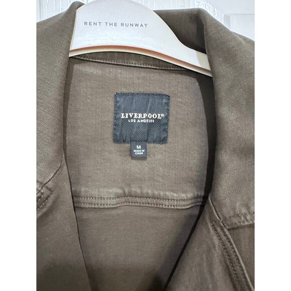 Liverpool Los Angeles Women's Olive Night Bradford Moto Denim Jacket Size Medium - Picture 2 of 8